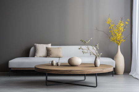 Serene minimalist living room: Neutral toned interior designの素材