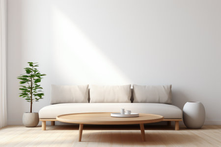 Serene minimalist living room: Neutral toned interior designの素材