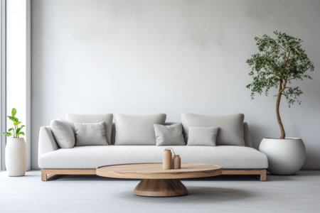 Serene minimalist living room: Neutral toned interior designの素材
