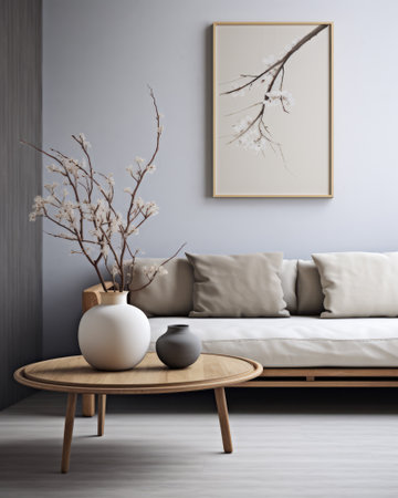 Serene minimalist living room: Neutral toned interior designの素材