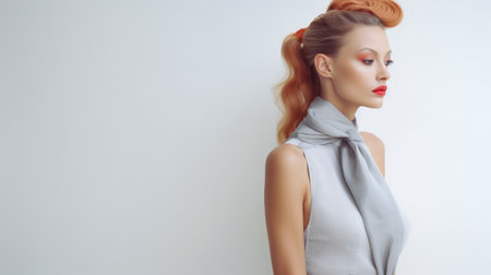 Portrait of a beautiful vintage young woman with copyspaceの素材