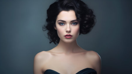 Portrait of a sophisticated woman in modern chic with copyspace backgroundの素材