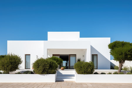 Luxurious modern villa with natural landscapingの素材