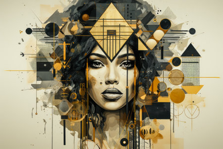Geometric abstract woman portraitの素材