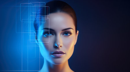 Woman merged with advanced technologyの素材