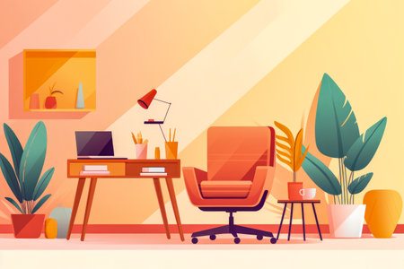 Bold and stylish interior flat illustrationの素材