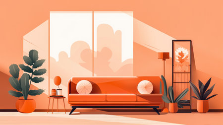 Bold and stylish interior flat illustrationの素材