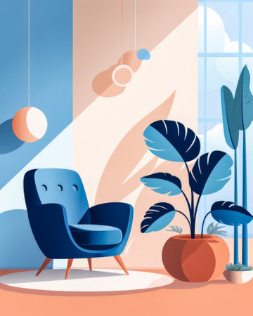 Bold and stylish interior flat illustrationの素材