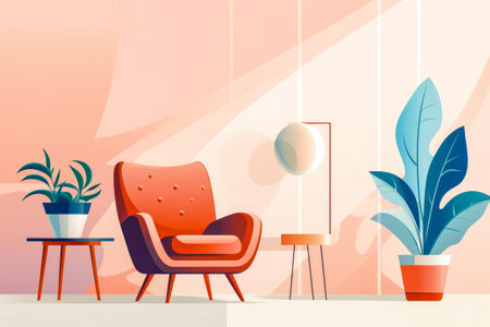 Bold and stylish interior flat illustrationの素材