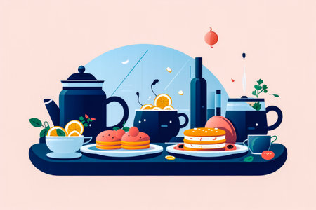 Modern interior flat illustrationの素材