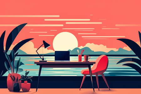 Bold and stylish interior flat illustrationの素材