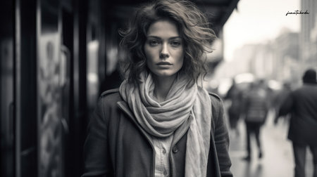 Captivating urban portrait of a young womanの素材