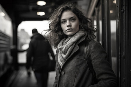 Captivating urban portrait of a young womanの素材