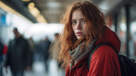 Captivating urban portrait of a young womanの素材