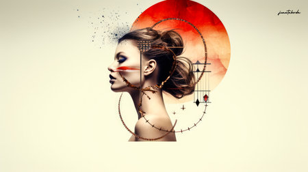 Abstract geometric portrait of a womanの素材