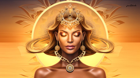 Abstract geometric portrait of a womanの素材