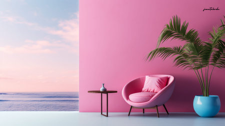 Chic modern living room space with soft tonesの素材