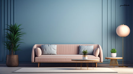 Chic modern living room space with soft tonesの素材