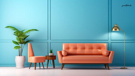 Chic modern living room space with soft tonesの素材