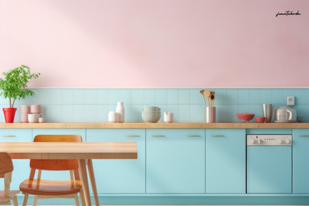 Serene kitchen interior with soft tonesの素材