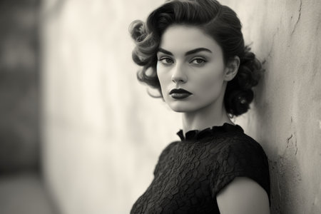 Vintage style portrait of a young beautiful womanの素材