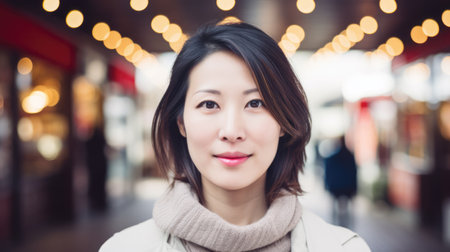 Young Asian woman on the city streetsの素材