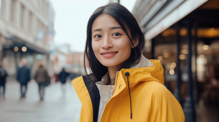 Young Asian woman on the city streetsの素材