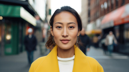 Young Asian woman on the city streetsの素材