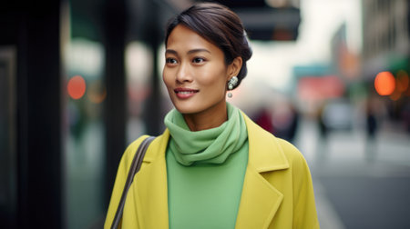 Young Asian woman on the city streetsの素材