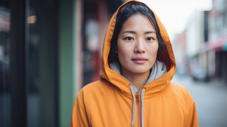 Young Asian woman on the city streetsの素材