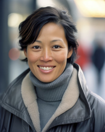 Young Asian woman on the city streetsの素材
