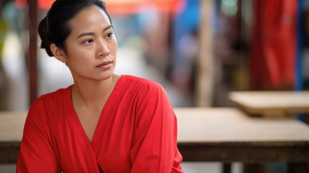 Young Asian woman on the city streetsの素材