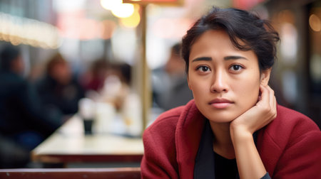 Young Asian woman on the city streetsの素材