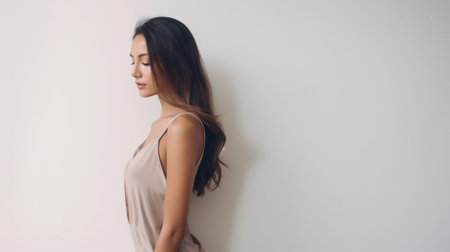 Portrait of a beautiful young woman with copyspaceの素材