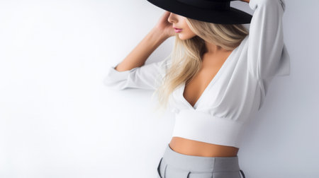 Portrait of a beautiful young woman with copyspaceの素材