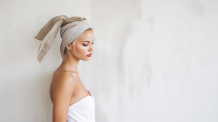 Portrait of a beautiful young woman with copyspaceの素材