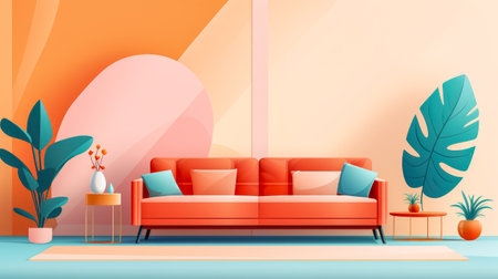Modern home interior flat backgroundの素材