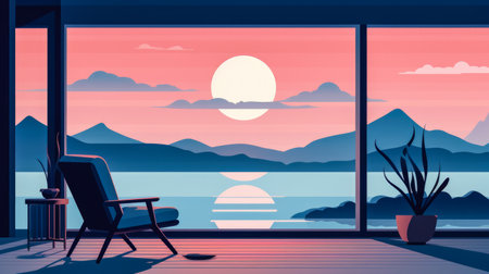 Modern home interior flat backgroundの素材