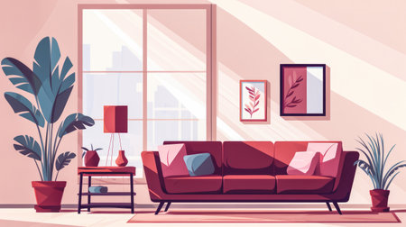 Modern home interior flat backgroundの素材