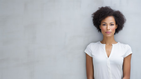 Beautiful African American young woman portrait with copyspaceの素材