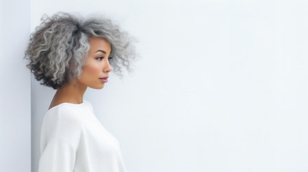 Beautiful African American young woman portrait with copyspaceの素材