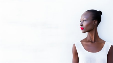 Beautiful African American young woman portrait with copyspaceの素材