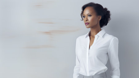 Beautiful African American young woman portrait with copyspaceの素材