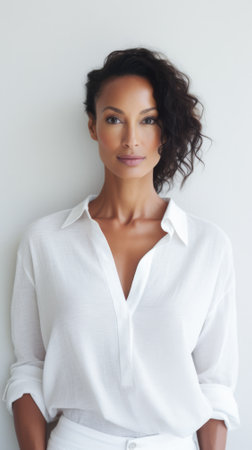 Beautiful African American young woman portrait with copyspaceの素材