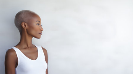 Beautiful African American young woman portrait with copyspaceの素材