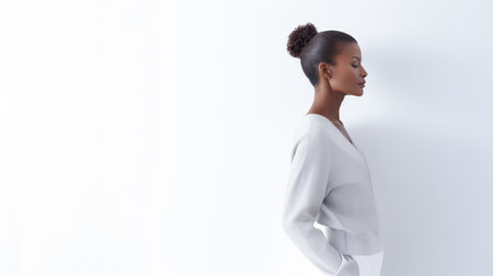 Beautiful African American young woman portrait with copyspaceの素材