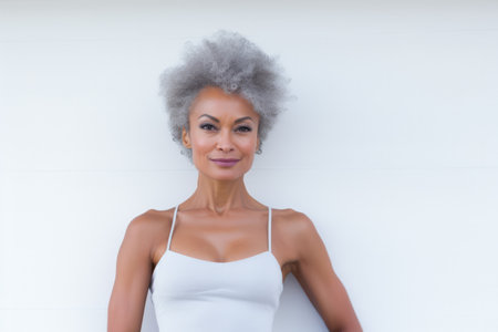 Beautiful African American young woman portrait with copyspaceの素材