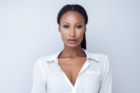 Beautiful African American young woman portrait with copyspaceの素材