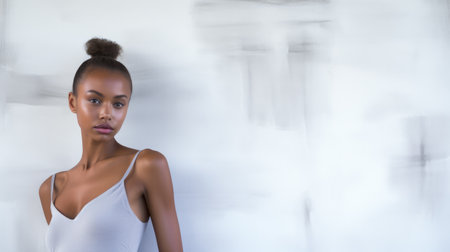 Beautiful African American young woman portrait with copyspaceの素材