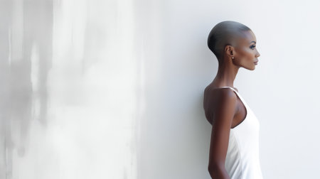 Beautiful African American young woman portrait with copyspaceの素材